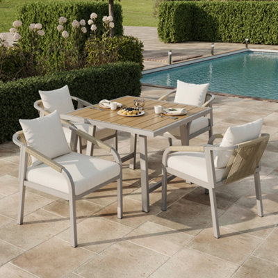 Sonara 4-Seater Garden Dining Set With Woven Rope Chairs from B&Q