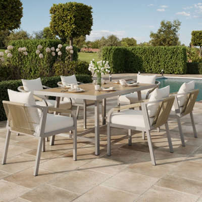 Sonara 6-Seater Rectangular Garden Dining Set With Woven Rope Chairs from B&Q