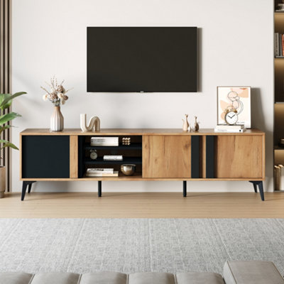  - Industrial Entertainment Center Console With Steel Frame
