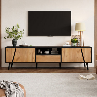  - Modern Entertainment Center Console With Push To Open Doors