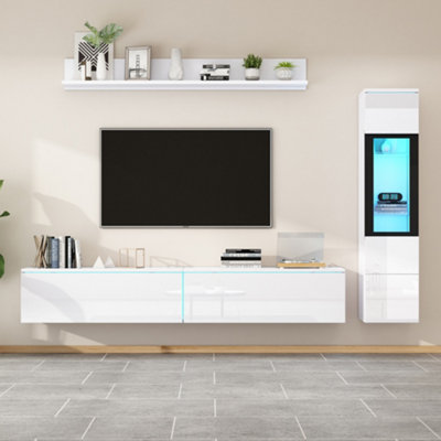  - Modern 3 Piece Led Entertainment Center Wall Unit Set