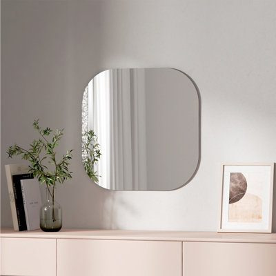 Emke Square Wall Mounted Mirror 50Cm Decorative Wall-Mounted Hanging Bathroom Bedroom Living Room Vanity Mirror from B&Q