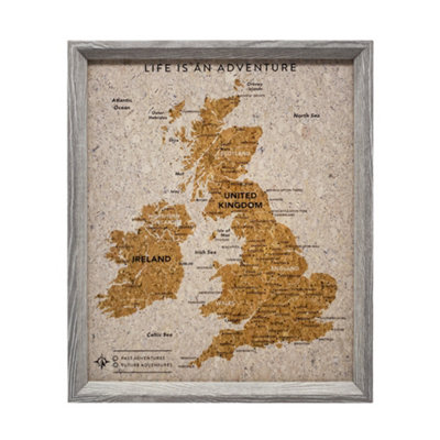 B&Q -  Desktop Travel Map Uk & Ireland Pin Cork Board With Pins 27 X 22Cm