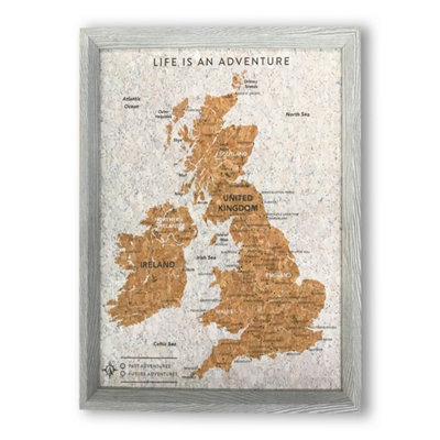 Splosh Travel Map Uk & Ireland Pin Cork Board With 100 Pins 54 X 36.5Cm from B&Q
