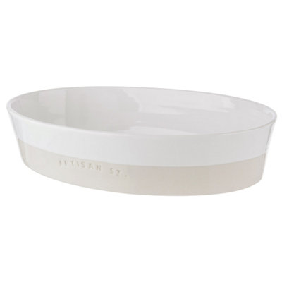 Oven To Tableware: 28Cm X 18Cm Artisan Street White Oval RoasterStoneware from B&Q