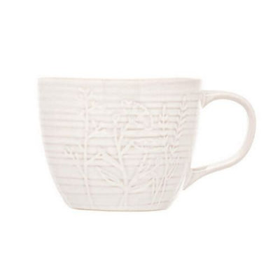 Siip Stoneware Leaf Embossed White Mug from B&Q