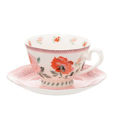 Captivate Tea Cup And Saucer: 1 X Cath Kidston Archive Rose Teacup & Saucer SetCeramic from B&Q