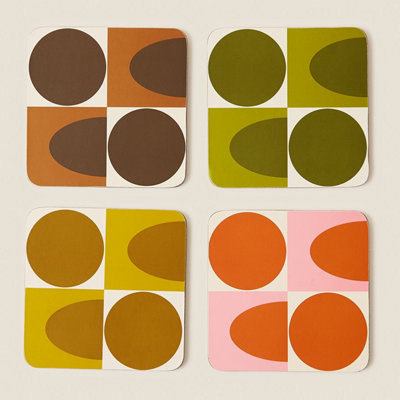 Orla Kiely Unisex Multi Set Of 4 Spot Square Oval Coasters - Image 4