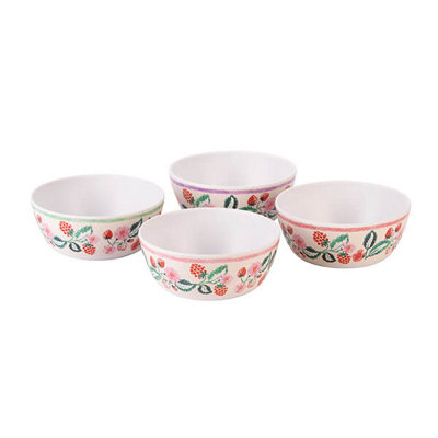 B&Q -  Raspberry Set Of 4 Melamine Cereal Bowls