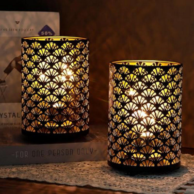 Trirocks Set Of 2 Battery Operated Table Lamp 12 Cm X 16 Cm Metal Cordless Bronze Lanterns With Warm Lights Bulb For Patio from B&Q