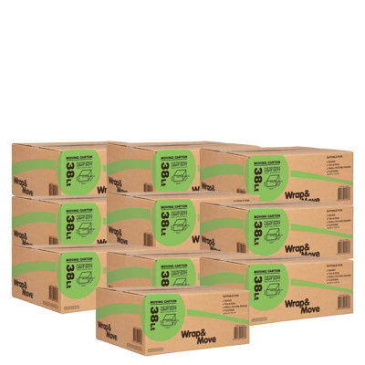 10 Pack Medium Moving Boxes 38Lt (01161X10) from B&Q