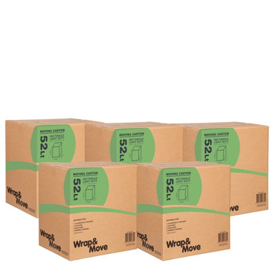 5 Pack Large Moving Boxes 52Lt (01389X5) from B&Q