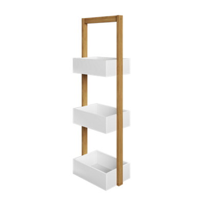  - 3 Tier Storage CaddyWhite & Bamboo
