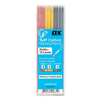 B&Q -  Ox Ox-P503202 Tuff Carbon Pencil Refills Basic Colours & Graphite Leads 10 Pack