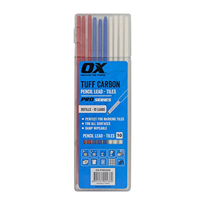 Ox Tools Ox Ox-P503204 Tuff Carbon Pencil Refills Carbon Pencil Tile Leads 10 Pack