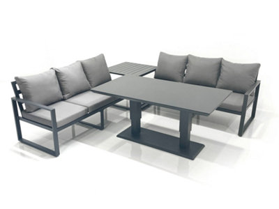 Fimous 6 Seater Aluminium Outdoor Garden Furniture Set With Adjustable Rising Lifting Dining Table 3 Seater Sofa Side Table from B&Q