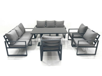 Fimous Garden Sofa Set Aluminium Furniture Rising Dining Tabe Set With 3 Chair Dark Grey from B&Q