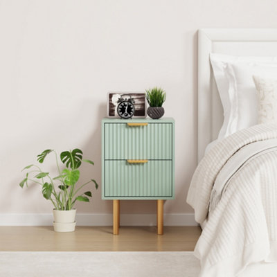 Furniturehmd 2 Drawer Green Wave Pattern Bedside Table - Image 3