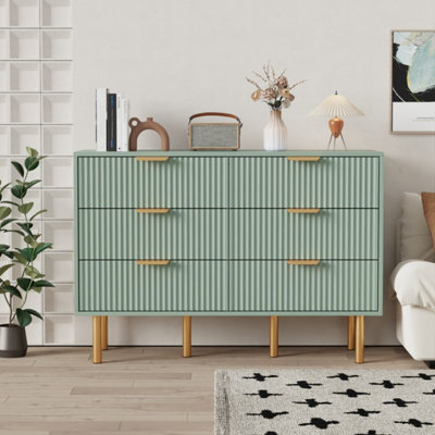 Furniturehmd 6 Drawer Chest Of Drawers,storage Organiser Unit,fluted Dresser Cabinet For Bedroom,living Room,hallway from B&Q
