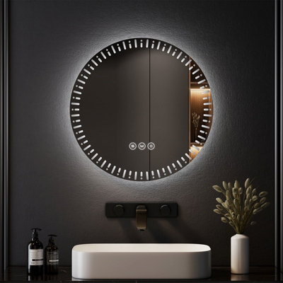 Emke 60Cm Round Bathroom Led Mirror With Demister And 3 Light Dimmable Colors from B&Q