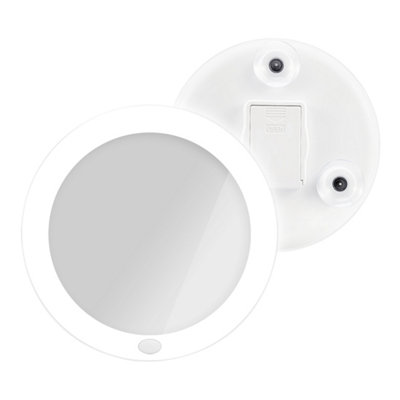 Emke Cosmetic Mirror 5X Magnifying With 6000K LightingMagnifying Mirror With Suction CupWhite from B&Q
