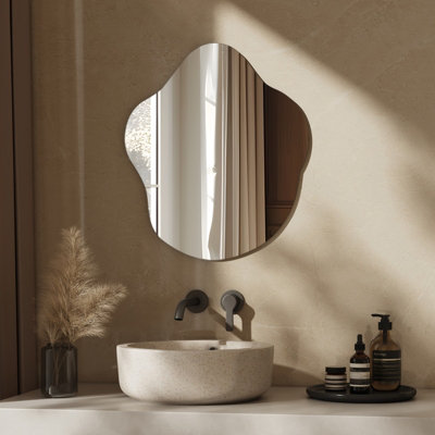 B&Q -  Asymmetrical Wall Mounted Vanity Mirror 45X60Cm Irregular Frameless Bathroom Mirror