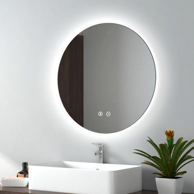 Emke 600mm Round Bathroom Led Mirror With Bluetooth Illuminated Backlit Wall Mounted With Demister And Dimming from B&Q