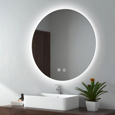 Emke 800mm Round Bathroom Led Mirror With Bluetooth Illuminated Backlit Wall Mounted With Demister And Dimming from B&Q