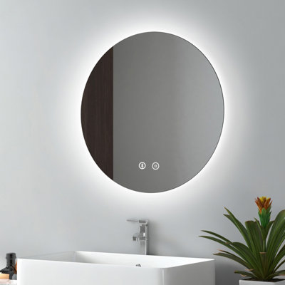 Emke 500mm Round Bathroom Led Mirror With Bluetooth Illuminated Backlit Wall Mounted With Demister And Dimming from B&Q