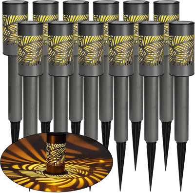 12 Pack Solar Pathway LightsWarm WhiteWaterproof Outdoor Garden & Walkway Lighting from B&Q