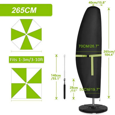 420D Oxford Banana Style Cantilever Parasol Cover For 265 Cm Telescopic Pole ParasolsGarden Balcony from B&Q