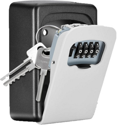 B&Q 4-Digit Wall-Mounted Key Lock Box - 5 Keys Capacity, Outdoor/indoor Use, Grey (1 Pack)