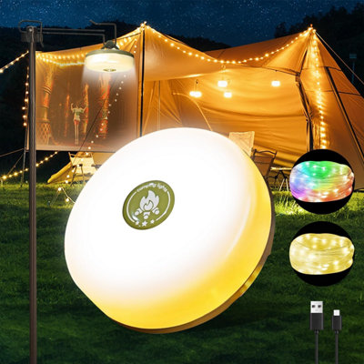4-In-1 32.8Ft Camping String Lights8 Modes Usb Rechargeable Waterproof Outdoor Hanging Lights For Tent Patio Garden Party Gift from B&Q