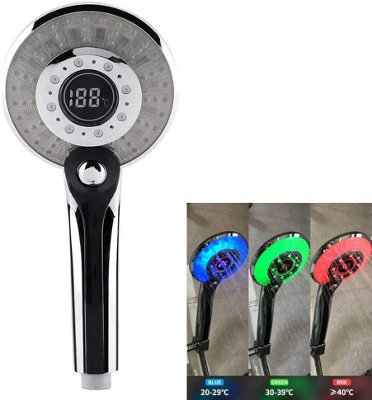  - Temperature Sensor Led Shower Head3-Color Changing G1/2 Spray Head With  Display For Bathroom