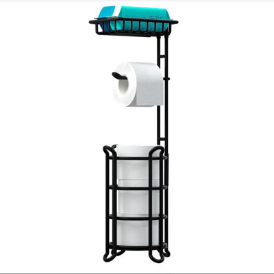 Toilet Paper Holder Stand Tissue Paper Roll Dispenser With Shelf For Bathroom Storage Holds Reserve Mega Rolls-Bronze from B&Q