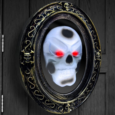  - Motion Activated Haunted MirrorAnimatronic Talking Halloween Decor With Creepy Sound & LightIndoor Wall Mounted Horror Prop