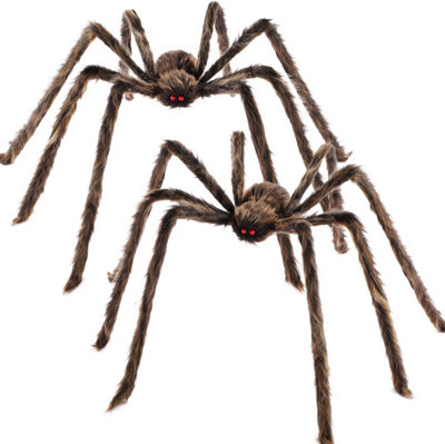 2 Pack Giant Hairy Spider Decor5Ft Scary Fake Halloween Props For Outdoor LawnPorchYardTree & Indoor Haunted House Party from B&Q