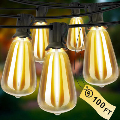 100Ft 52 Led Outdoor String LightsWarm White 2700KWaterproof Connectable & Dimmable For PatioYardParty from B&Q