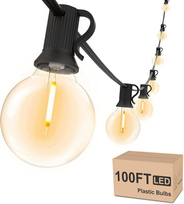 100Ft 52-Led Outdoor String LightsWaterproof Dimmable G40 BulbsWarm White 2700K For PatioBackyardCafe from B&Q