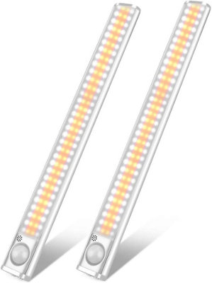 2 Pack 160 Led Motion Sensor Closet Lights3600Mah RechargeableDimmable Light Bars For Kitchen/wardrobe/stairs