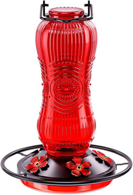25Oz Vintage Glass Hummingbird FeederHanging Outdoor With Ant Moat & 5 Feeding Ports from B&Q