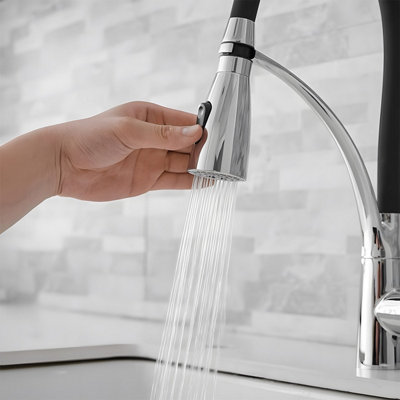 B&Q -  Replacement Chrome Pull Out Sprayer And Shower Head For Kitchen Tap