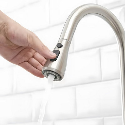Heable Universal Brushed Nickel Replacement Pull Out Sprayer And Shower Head For Kitchen Mixer Faucet from B&Q