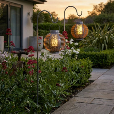 Forli Solar Flaming Garden Lantern Twin Pack from B&Q