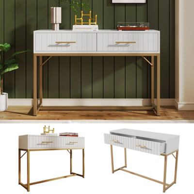 Abrihome Dressing Table With 2 Drawers 75 Cm High ,sideboard Chest Of Drawers For BedroomWhite 100X45X75Cm from B&Q