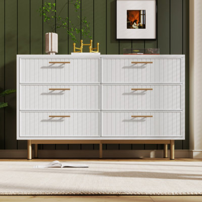 Abrihome Sideboard Cabinet For Living RoomChest Of Drawers With 6 DrawersWhite40X120X75.5 Cm from B&Q