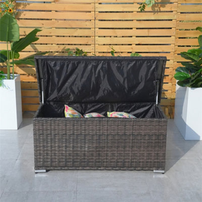 Abrihome 243L Iron Outdoor Rattan Storage BoxOutdoor Small Deck Storage Box For PatioYardGarden (L122 X H56 X W56) from B&Q
