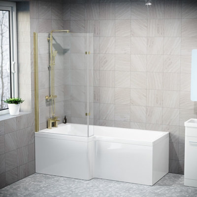B&Q -  1700mm X 850mm Left Hand L Shaped BathPanelShower Screen