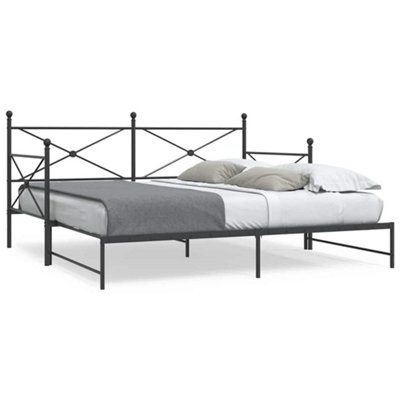 Berkfield Black Daybed With Trundle Without Mattress 100X200 Cm Steel