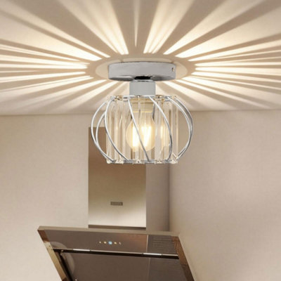 Emitto Unisex Silver Crystal Ceiling Light Semi Flush Mount Chandelier Modern Hallway In - Image 3